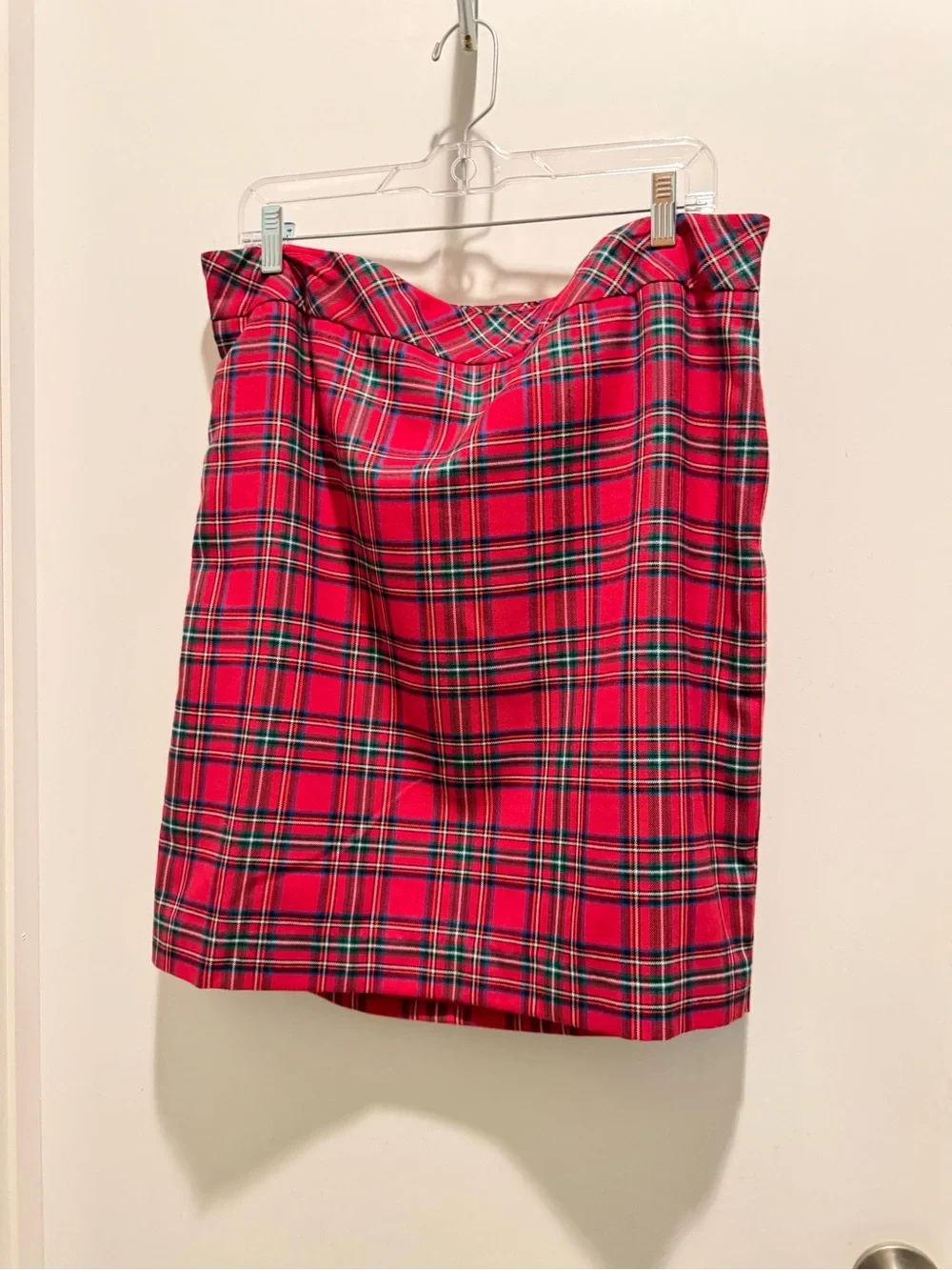 Talbots Red Plaid Pencil  Skirt